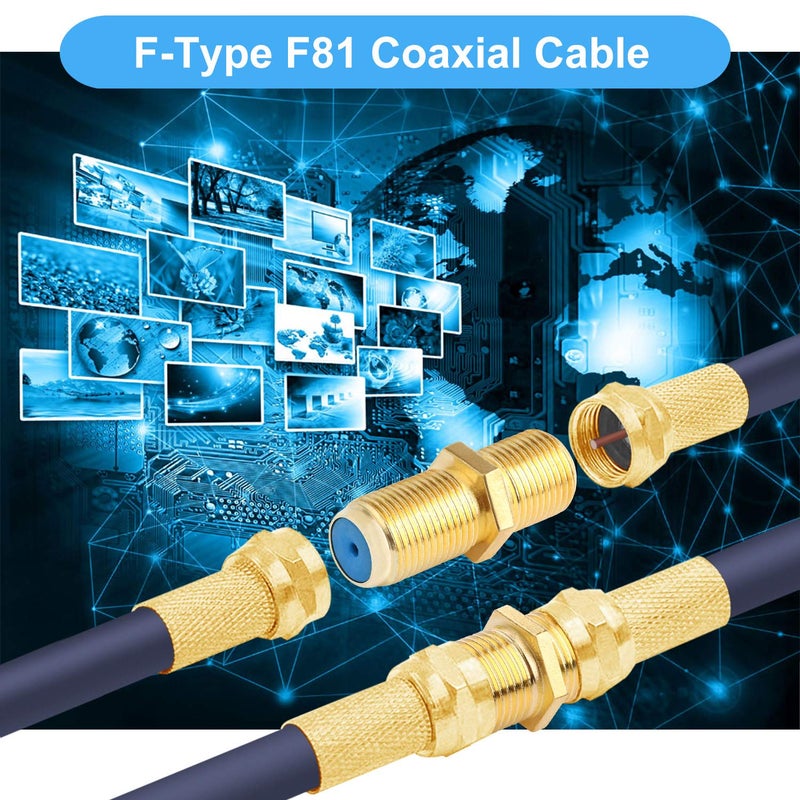 SAISN F81 Splice Barrel Connector 3GHz Female to Female F-Type Coaxial Cable Extension Adapter Couplers (Packof 5, Gold) - Image 2